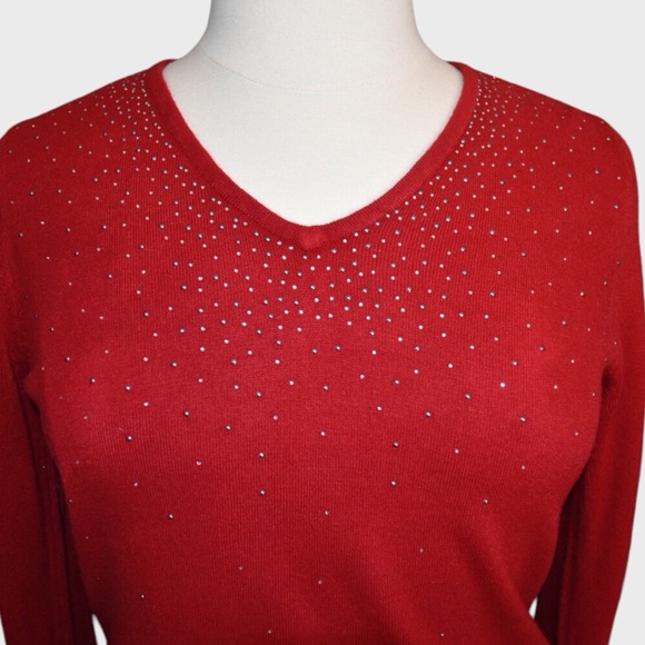 Karen Scott Sparkle Rhinestone Sweater - Picture 5 of 6